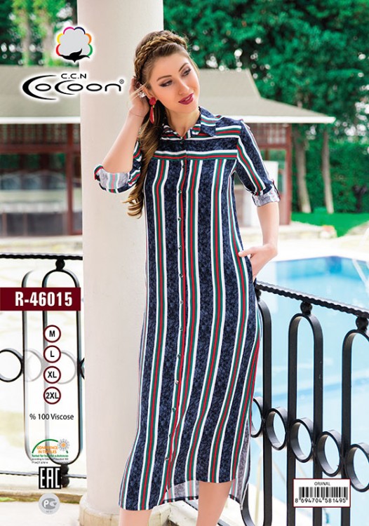 Cocoon 46015 Платье-халат на пуговицах штапель - купить по цене 3 980 руб.  в интернет магазине в Москве