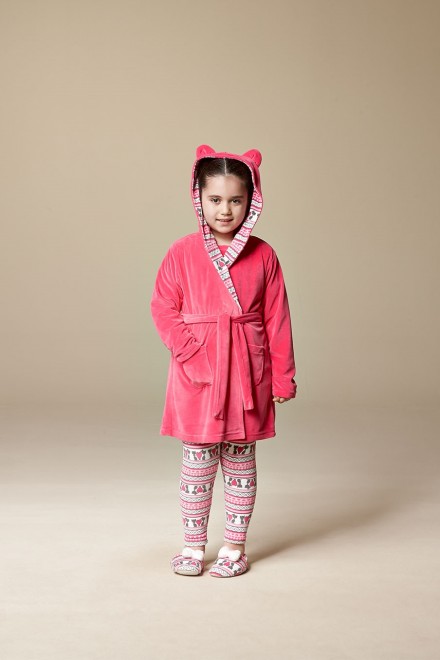 Детский велюровый халат для девочек (R123107)