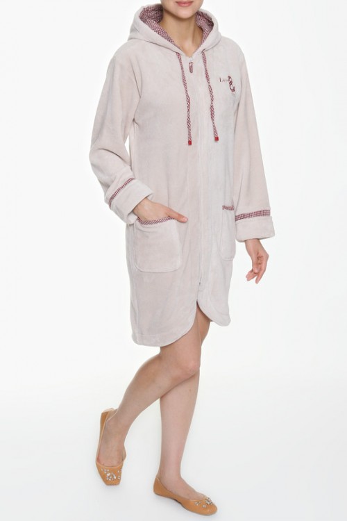 Женский халат на молнии с карманами (R935027)